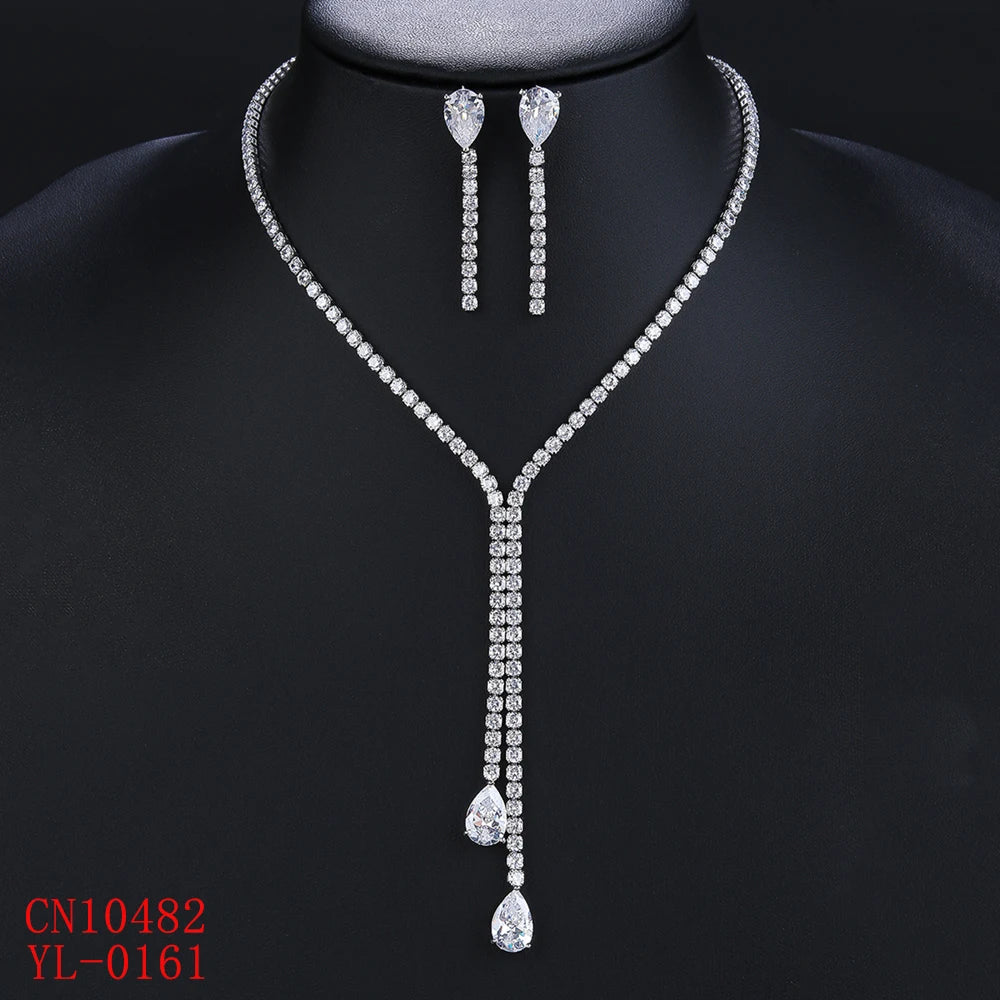 3A Zircon Drop Shape Pendant Necklace for Women - High Quality Cubic Zirconia Jewelry for Party, Wedding & Evening Wear - Elegant CN10482 Accessory for Special Occasions & Gifts