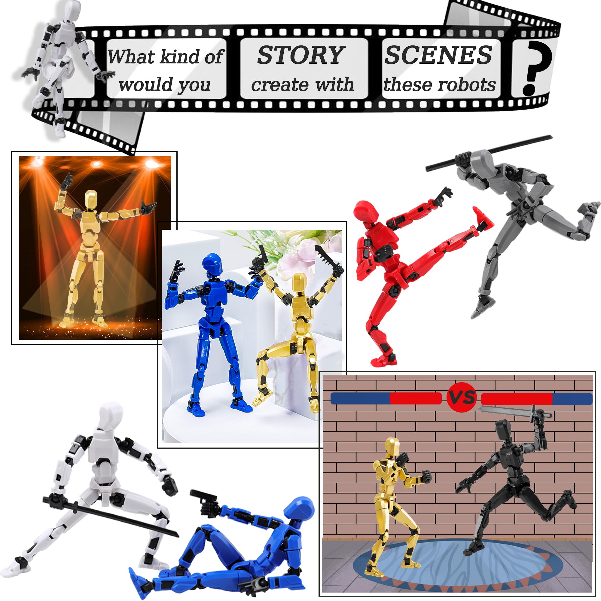 Titan T13 Action Figures - Fidget Toys for Boys & Girls, Autism Sensory Toys, 3D Lucky Dummy Robot Anime Figures with Multi-Jointed Movable Parts - Cool Gadget Gift for Kids (Pre-Assembled/Red) - Perfect for Stress Relief, Classroom Focus & Collectible Display