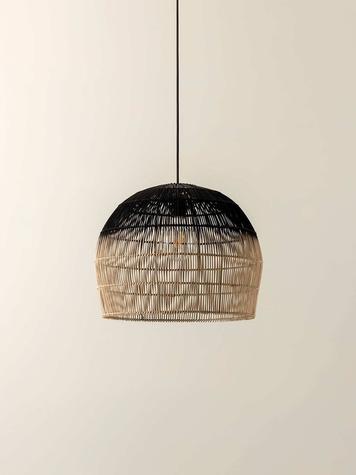 Bilu Black and Natural Ombre Pendant Light - Modern Hanging Fixture for Dining Room, Kitchen Island, or Bedroom Lighting