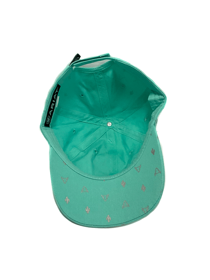 Ariat A300062433 Women's Cactus Bull Skull Cap in Turquoise - Perfect for Western Rodeo, Country Music Festivals & Cowgirl Fashion