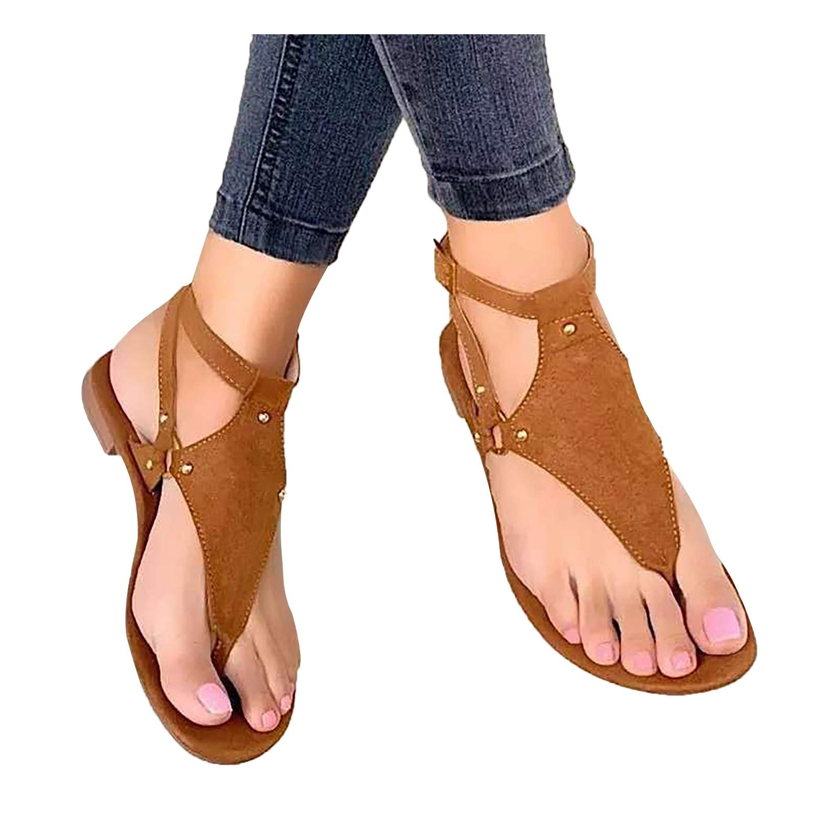 **Women's Dressy & Casual Summer Sandals - T-Strap Flat Open Toe Flip Flops for Beach, Travel & Everyday Wear**