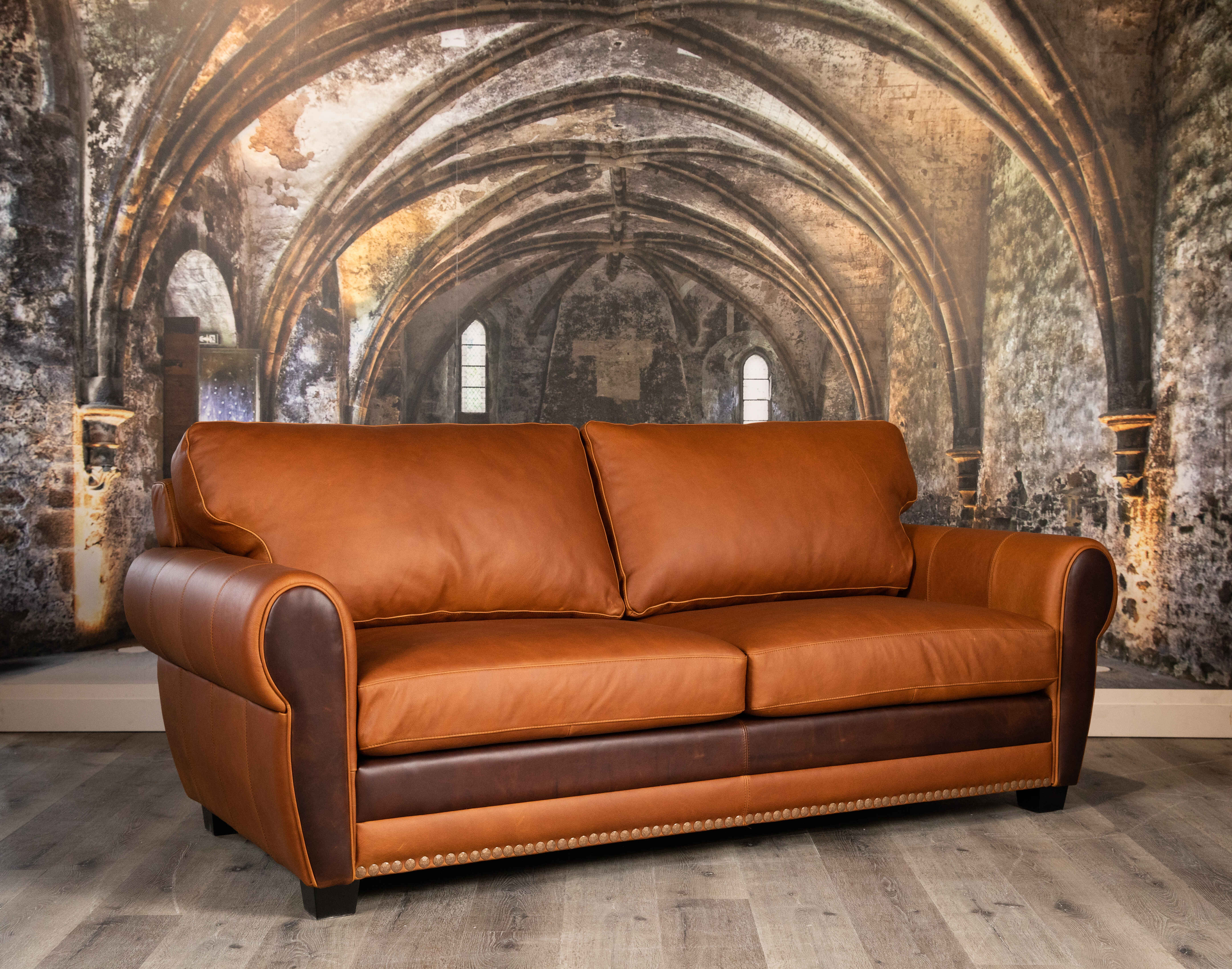 Luxury West Manor Genuine Leather Sofa - Modern Living Room Furniture for Home & Office Comfort