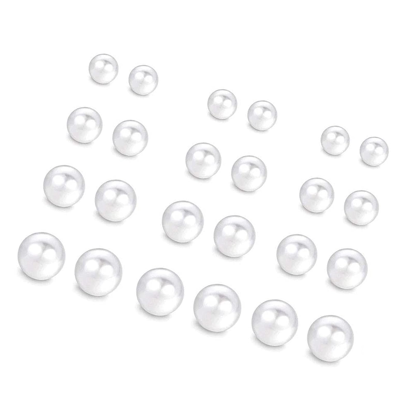 12 Pairs Hypoallergenic Pearl Stud Earrings for Women - Mixed Sizes Stainless Steel Imitation Pearl Earrings Set, Round Ball Design for Girls & Women | Perfect for Weddings, Parties, Gifts & Everyday Wear
