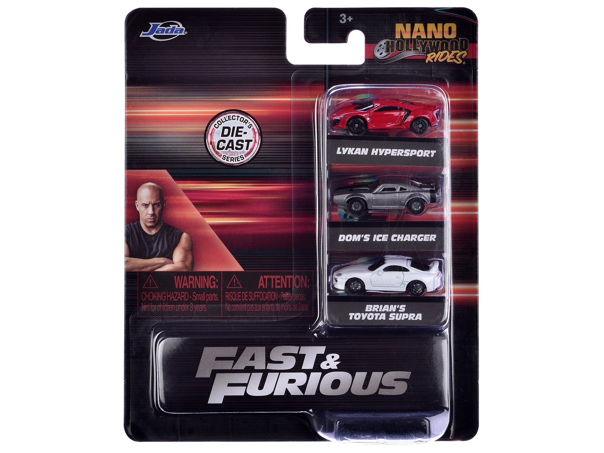 Fast & Furious 3-Piece Diecast Car Set - Hollywood Rides Series 4 Nano Models by Jada - Perfect for Movie Fans & Collectors Display