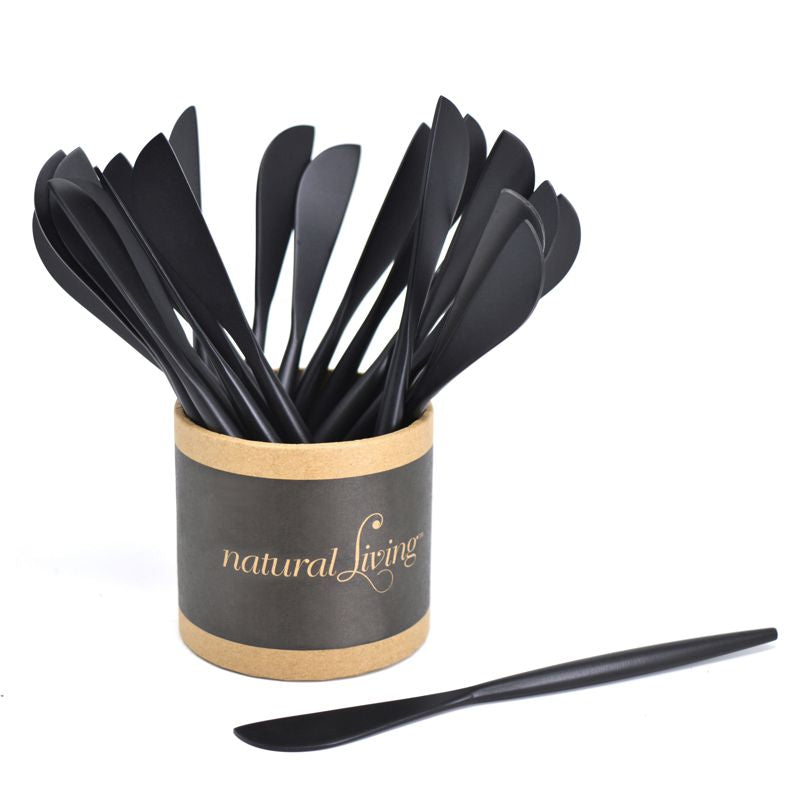 Organic Bamboo Butter Knife - Small Black Spreader for Toast, Cheese & Jam - Eco-Friendly Kitchen Utensil for Healthy Breakfast & Snacks