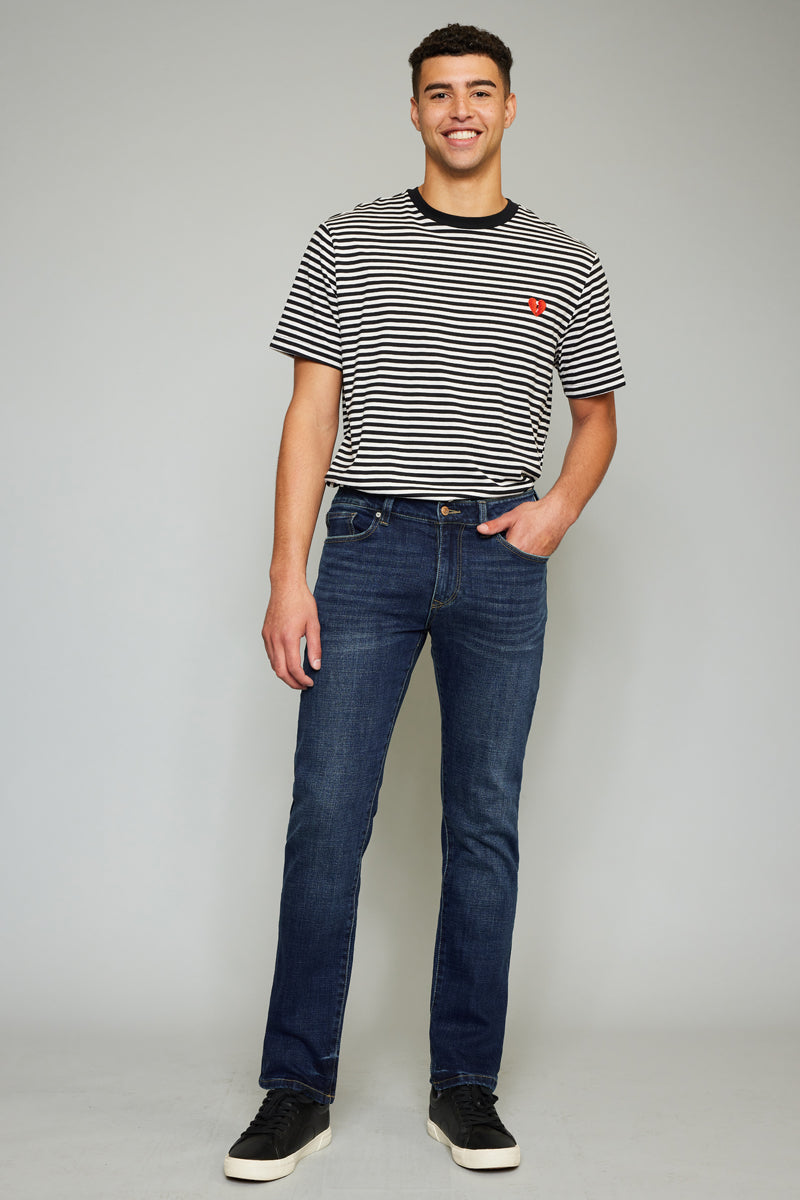 Liam Medium Wash Slim Straight Men's Jeans - Comfortable & Stylish Denim Pants for Casual Wear & Everyday Outfits