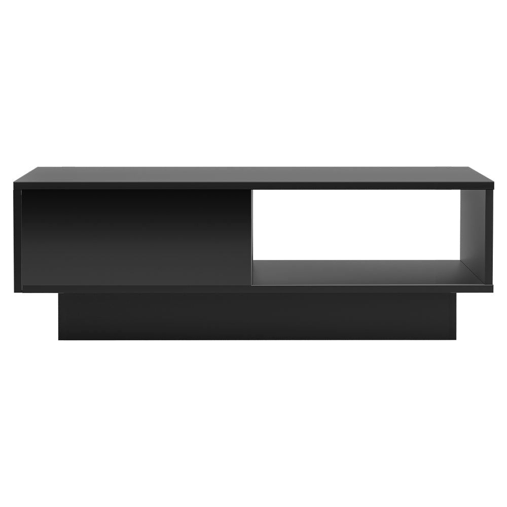 Artiss Modern Coffee Table with LED Lights - Black Glass Top End Table for Living Room, Bedroom, or Office Decor