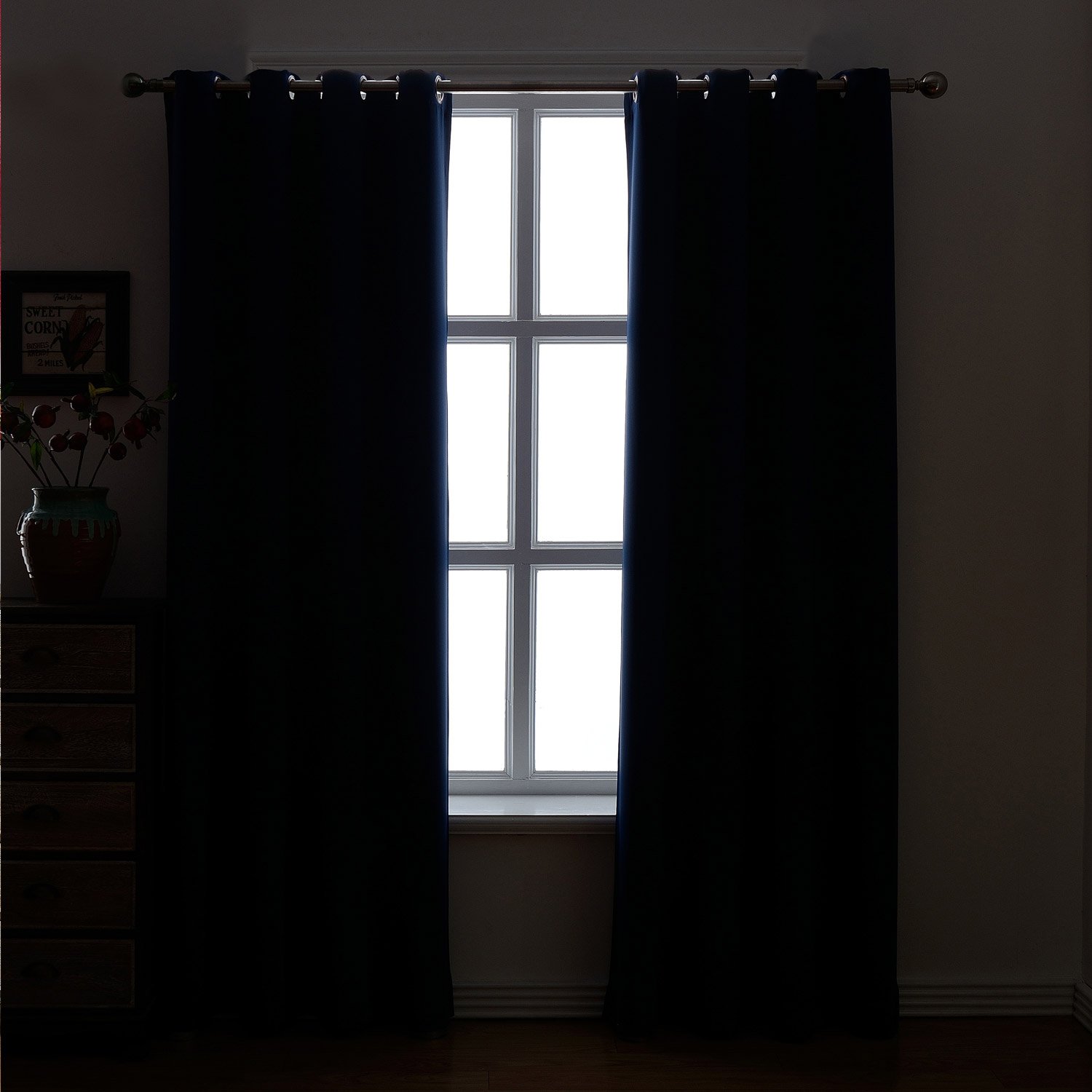 Blackout Curtains for Bedroom - Thermal Insulated, Noise Reducing, Energy Efficient, Non-Toxic Fabric (52x84 Inch, Navy Blue, Set of 2 Panels with Grommet Top) - Perfect for Nursery, Home Theater & Light Sleepers
