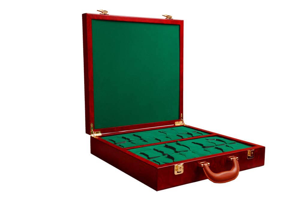 The House of Staunton - Premium Fitted Leather Briefcase Chess Box Set with Storage | Portable Chess Travel Case for Office, School & Tournaments