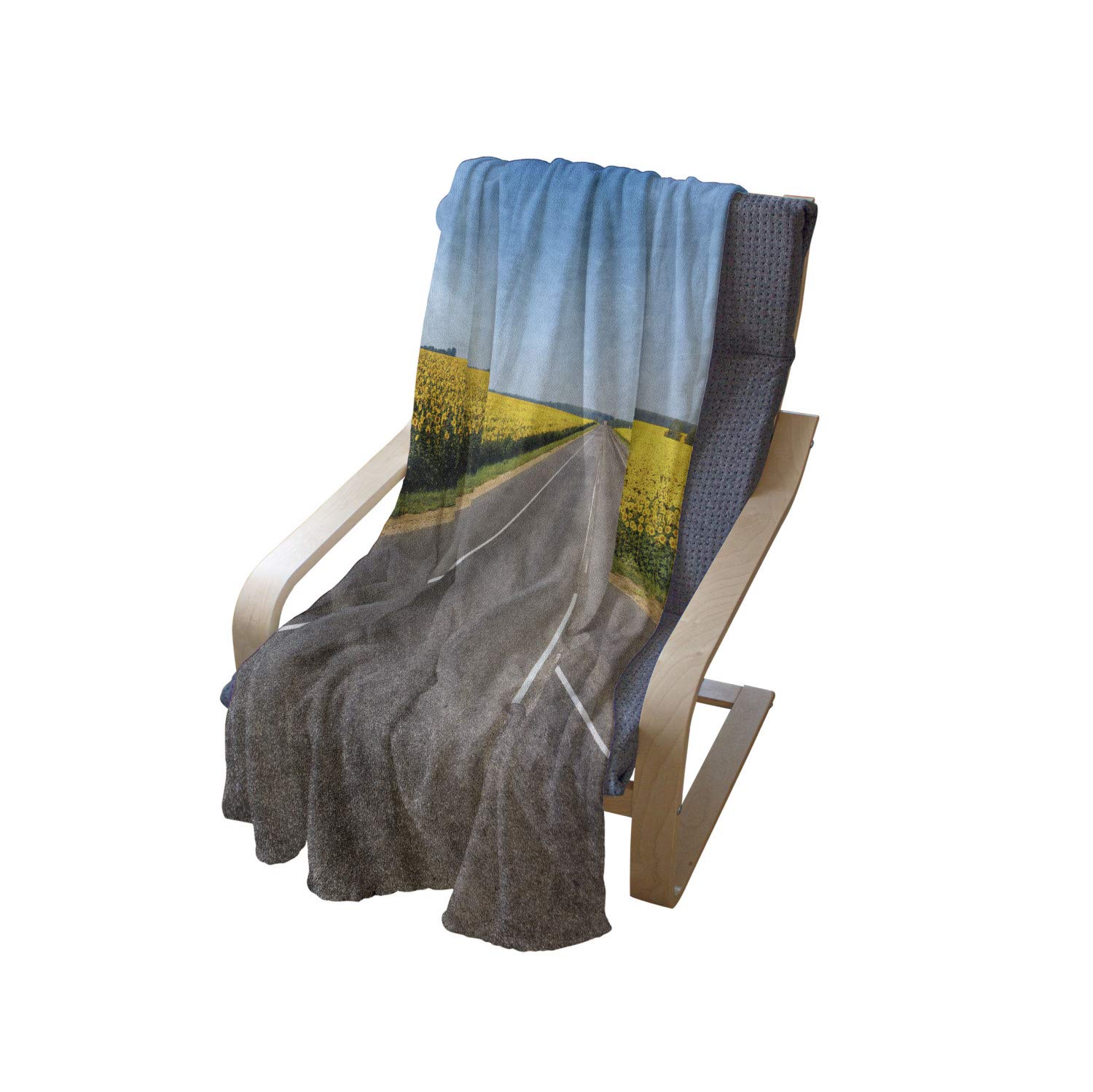 Ambesonne Yellow and Blue Flannel Fleece Throw Blanket - 50