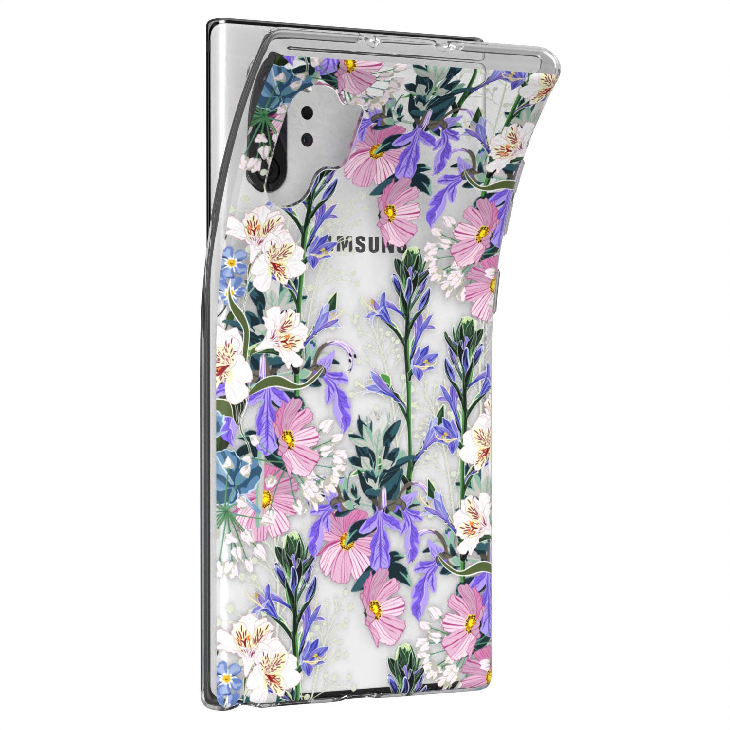Samsung Galaxy S24 S23 Ultra S22 5G Plus S21 FE S20 S10 Case - Slim TPU Protective Phone Cover with Meadow Cosmos Flowers & Wildflowers Botanical Design | Cute Floral Silicone Case for Women, Everyday Use & Gift Giving
