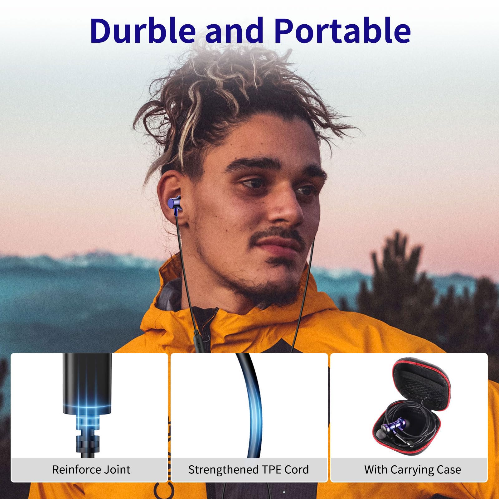 COOYA USB C Wired Earbuds with Bass Stereo & Noise Canceling - Magnetic In-Ear Earphones with Mic for iPhone 16 Pro Max/15 Plus/iPad 10/Pixel 9/8a/Samsung A16/S25/S24 Ultra/S23 A35/OnePlus 13/12 - Perfect for Commuting, Workouts & Gaming