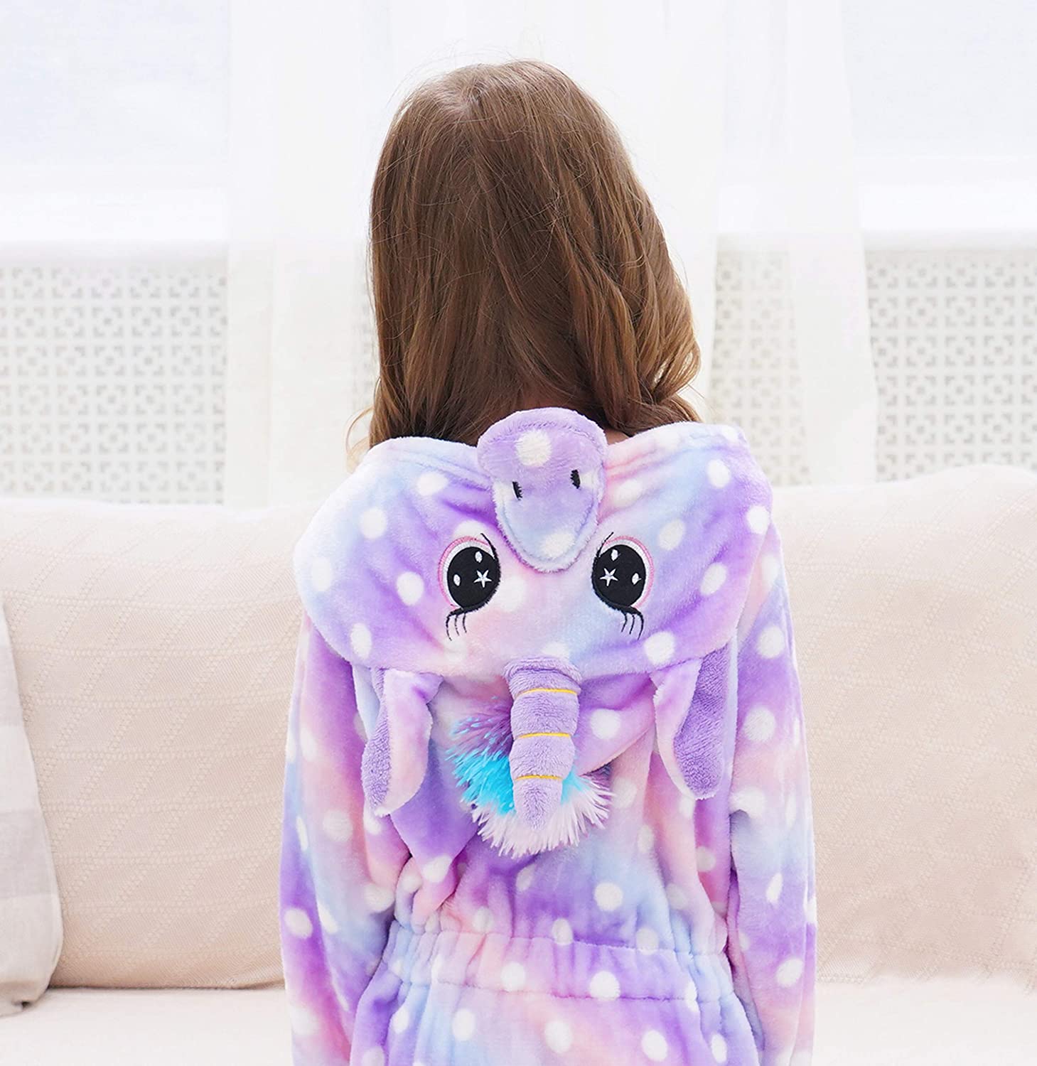 Soft & Cozy Unicorn Dots Bathrobe for Women & Girls - Plush Fleece Robe with Hood for Spa, Lounge & Relaxation at Home