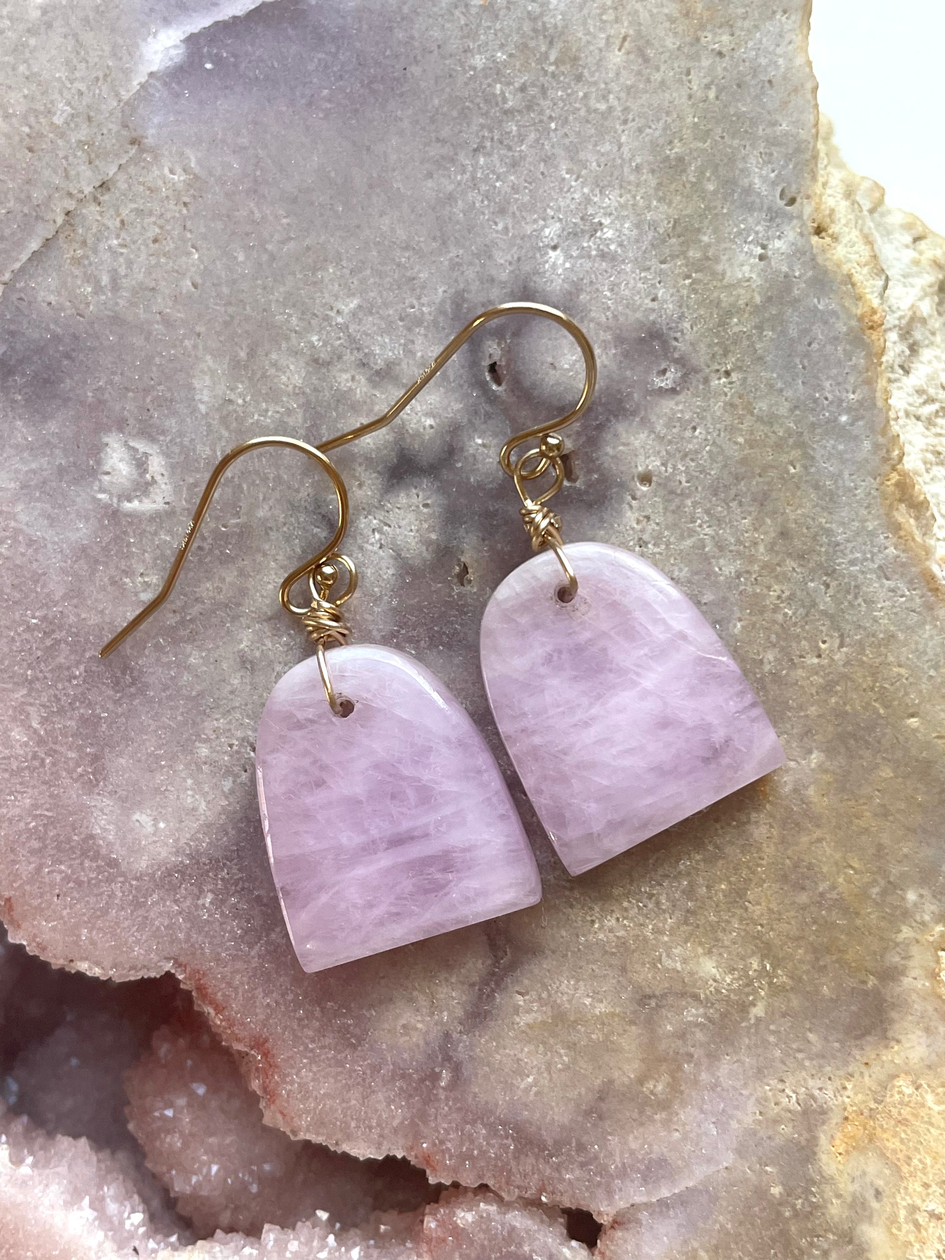 14K Gold Filled Kunzite Stud Earrings for Women - Elegant Pink Gemstone Jewelry for Everyday Wear & Special Occasions