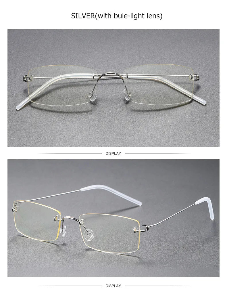 Aimee Unisex Rimless Square Screwless Titanium Eyeglasses 2120 - Lightweight Durable Frame for Reading, Computer Work & Everyday Wear