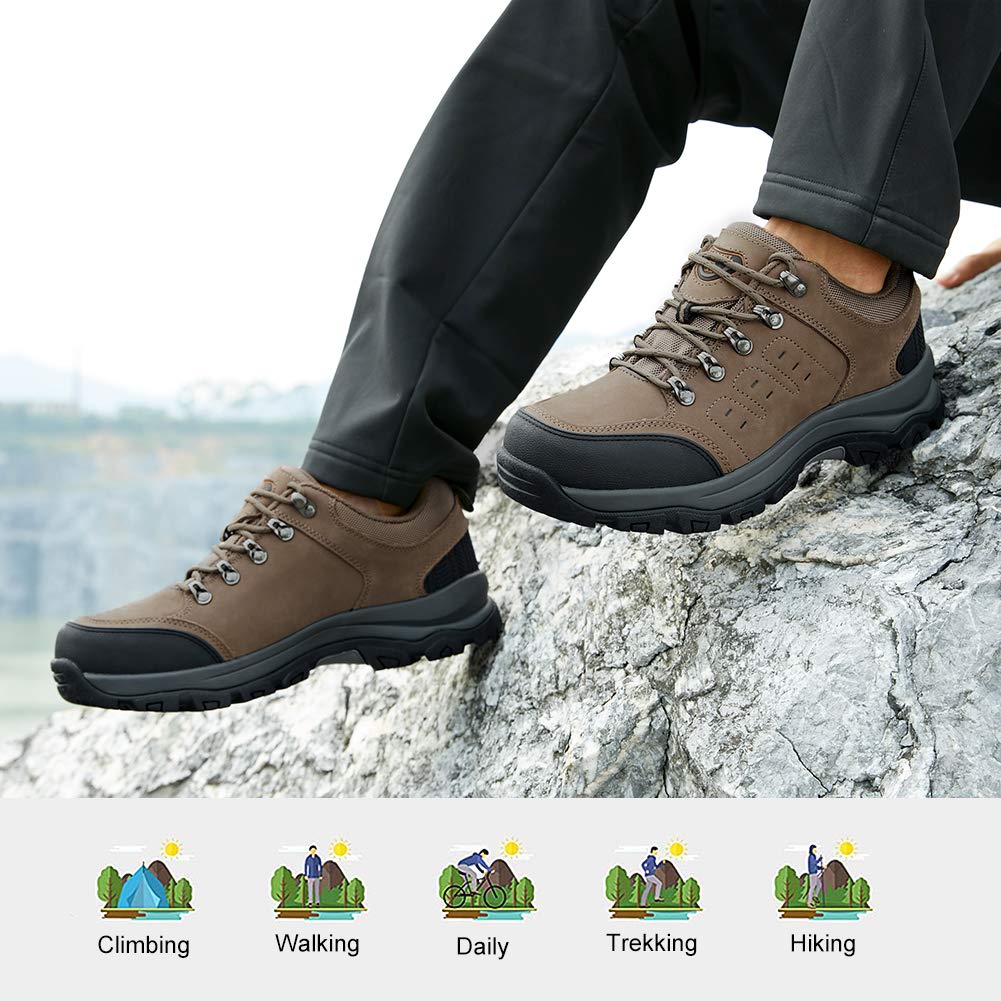 CAMEL CROWN Men's Waterproof Hiking Shoes - Lightweight Comfortable Outdoor Walking Shoes for Men - Non-Slip Low-Cut Work Boots for Construction, Hiking & Daily Wear