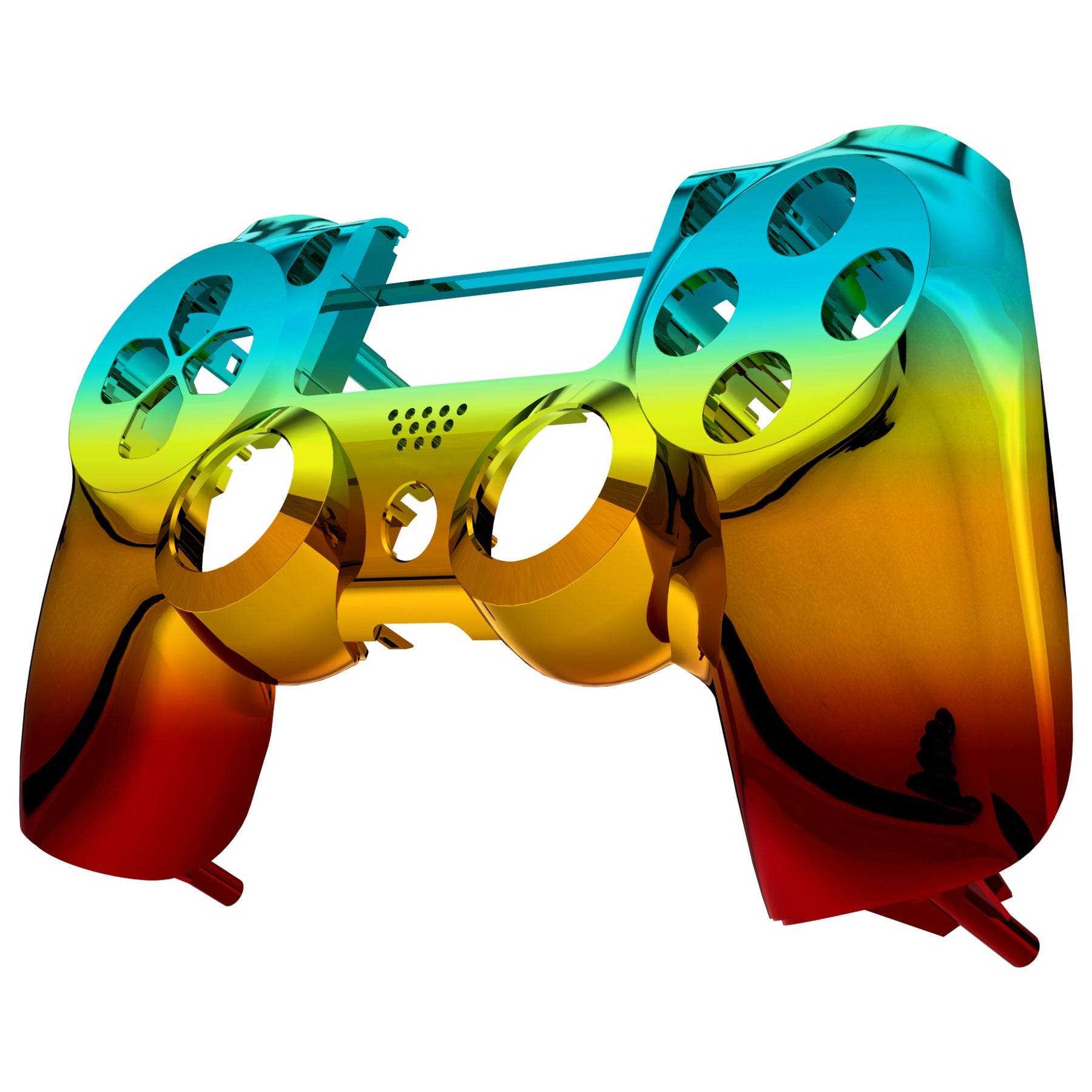 eXtremeRate Replacement Front Housing Shell for PS4 Slim Pro Controller (CUH-ZCT2 JDM-040/050/055) - Chrome, Cyan, Gold, Red - Customize Your PS4 Controller for Gaming & Streaming