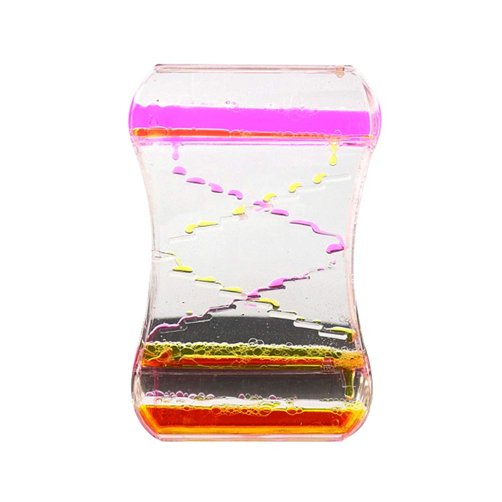 Gaweb Liquid Motion Bubble Drip Oil Hourglass Timer - 5-Minute Sand Timer for Kids, Stress Relief Desk Toy, Unique Home Decor Gift in Yellow & Pink | Perfect for Office, Classroom, Meditation & Sensory Play