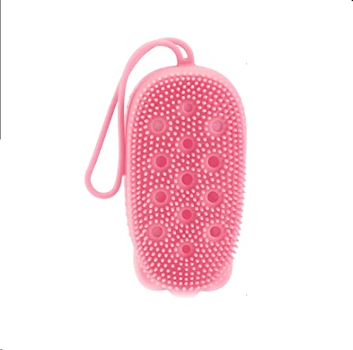 NAIDEV Double Sided Silicone Body Scrubber & Exfoliating Bath Brush for Women & Men - Deep Cleaning Massage Sponge with Bubbles for Shower, Back Scrubber & Skin Care (Pink) - Perfect for Spa, Home Bath & Gift Ideas