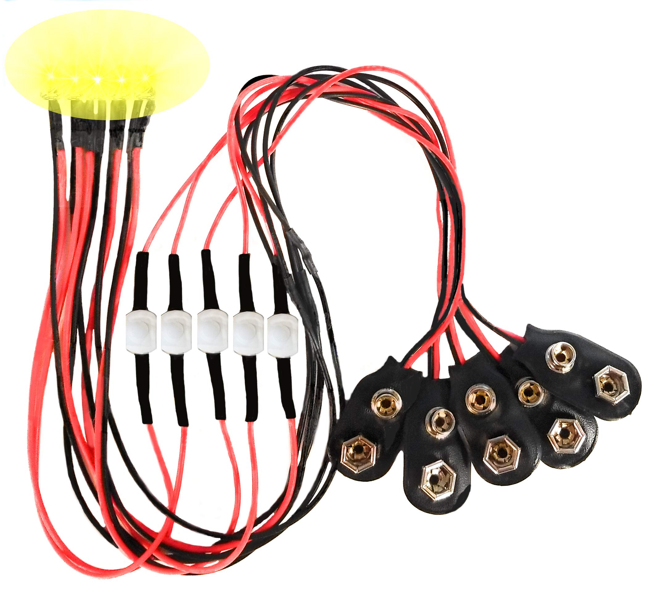 5 Pack 9V LED Flicker Light with Switch - for Halloween Decor & DIY Crafts