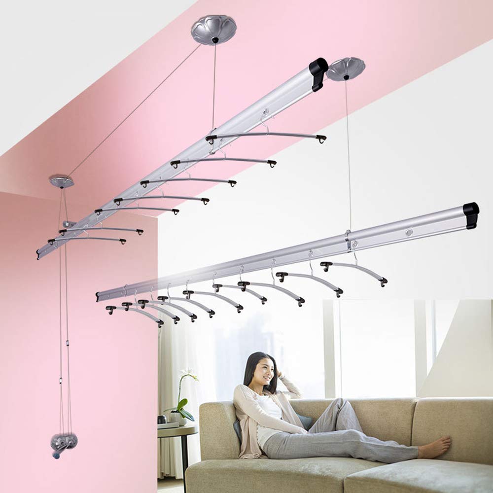 Manual Clothes Ceiling Pulley Airer Dryer - Heavy Duty & Easy Installation for Laundry Room, Closet, or Small Spaces