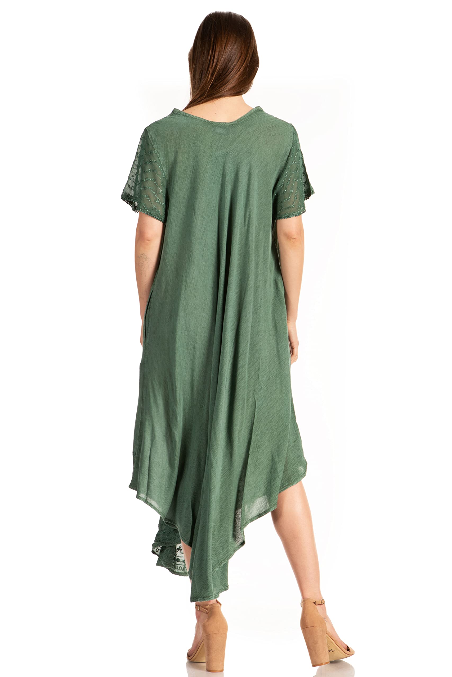 Sakkas Women's Everyday Essentials Cap Sleeve Caftan Dress - Lightweight Beach Cover Up, Summer Boho Maxi Dress for Vacation, Poolside, and Casual Outings