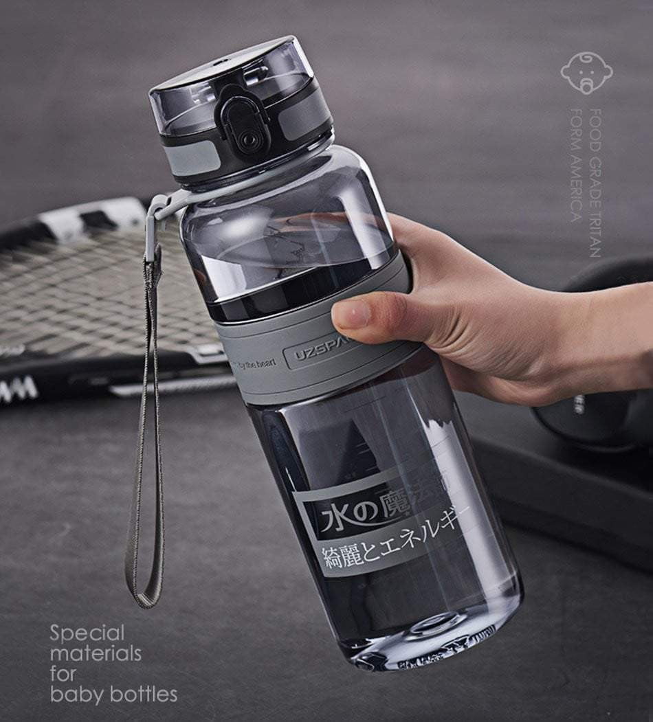 UZSPACE 32oz Gray Water Bottle for Men - BPA Free, Leakproof, Portable Plastic Sports Bottle for Outdoor, Travel, Gym & Hiking - 5 Capacity Reusable Drink Bottle