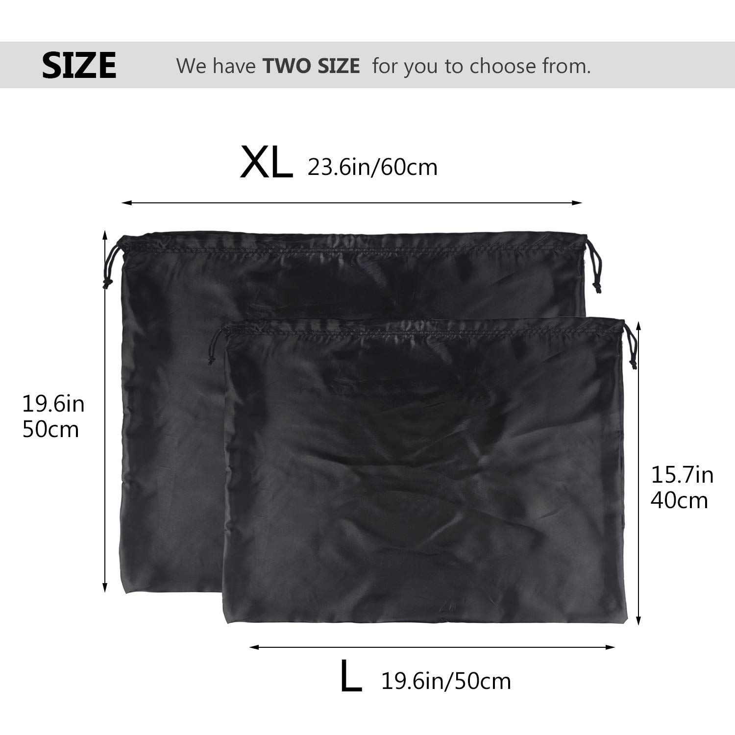 PlasMaller Dust Cover Storage Bags - Set of 2 Silk Drawstring Pouches for Handbags, Purses, Shoes & Boots | Protective Cloth Covers for Travel & Closet Organization