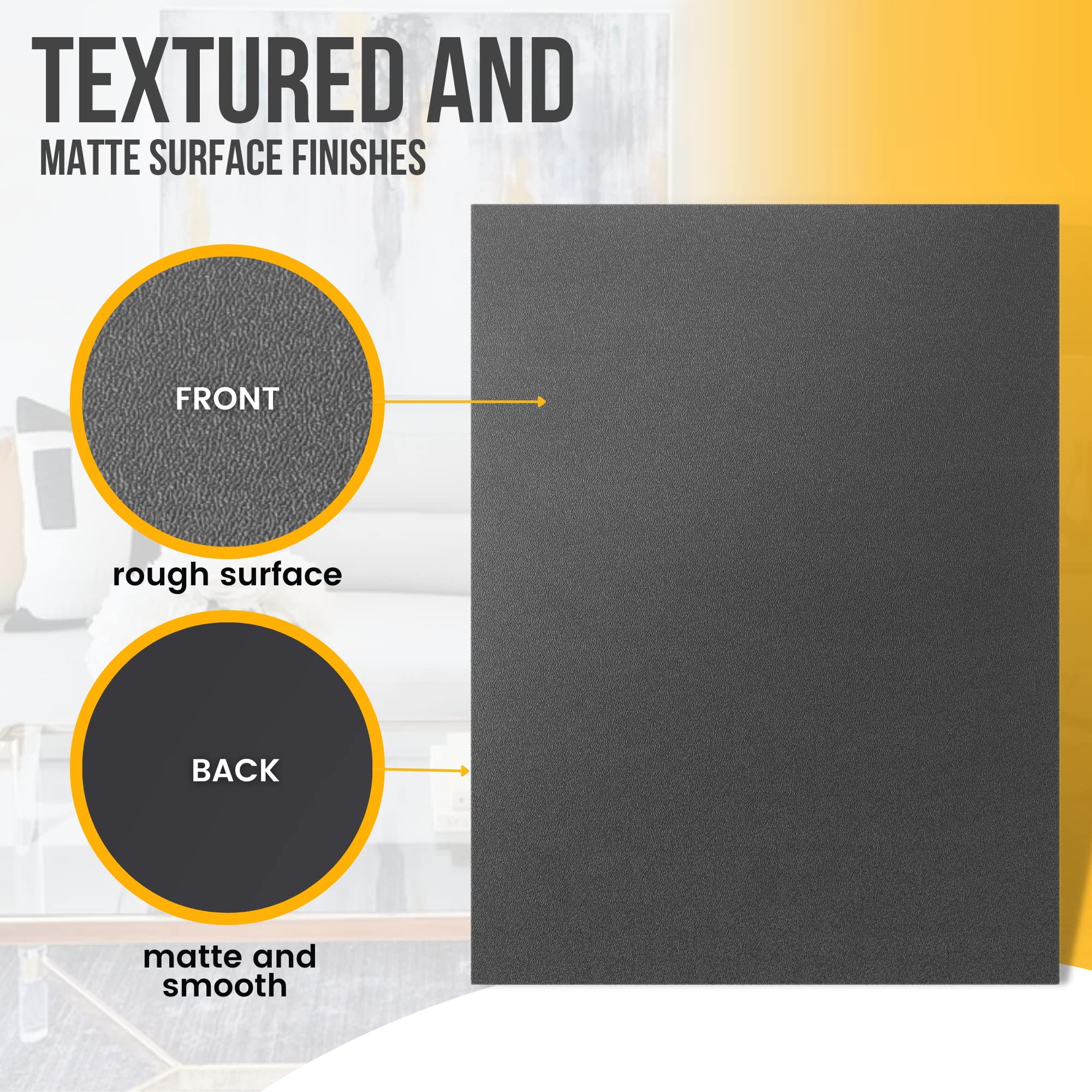 (8-Pack) CalPalmy ABS Plastic Sheets (Black) - 16” x 12” x 1/8” Textured Front & Matte Back Plastic Panels - Flexible Moldable Alternative to Acrylic Sheets - Perfect for DIY Crafts, Home Decor, Signage & Model Making