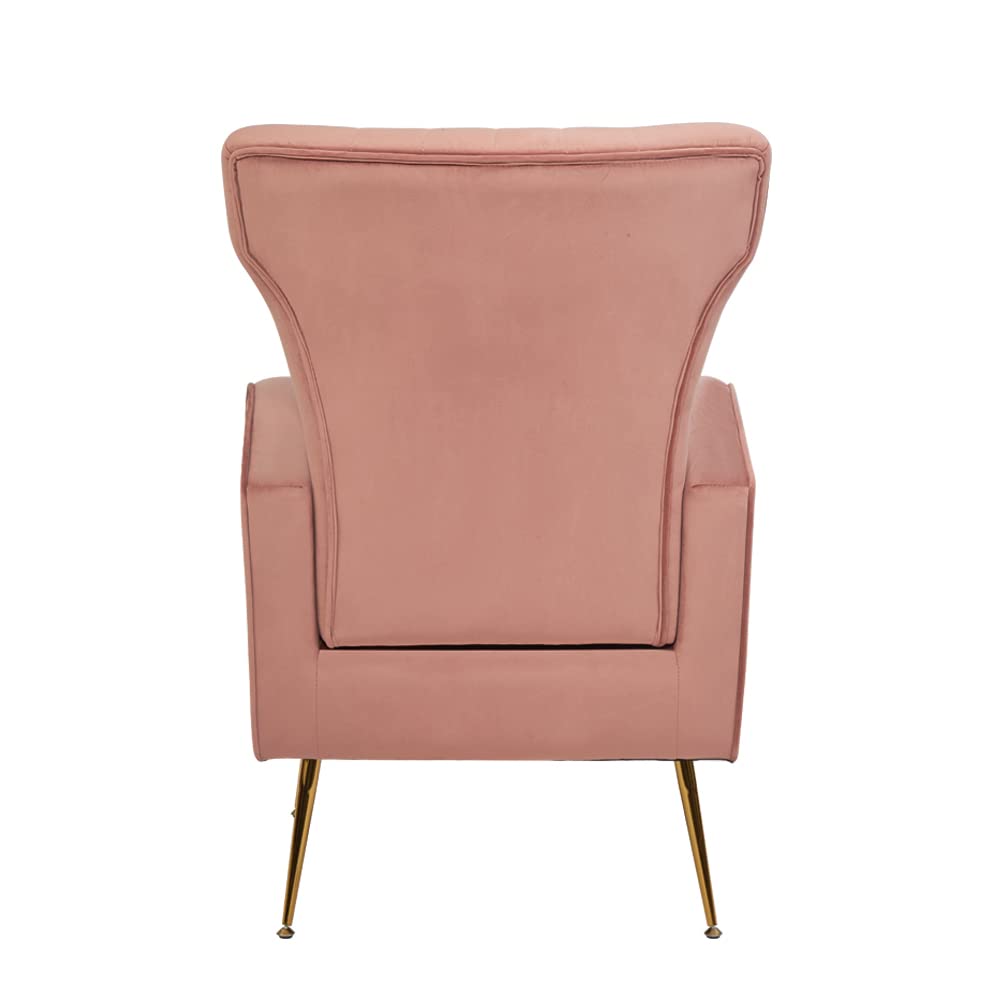 HomVent Accent Wingback Arm Chair - Channel Tufted Upholstered Single Sofa with Golden Legs for Living Room, Bedroom, Club - Elegant Lounge Chair for Home Decor & Relaxation