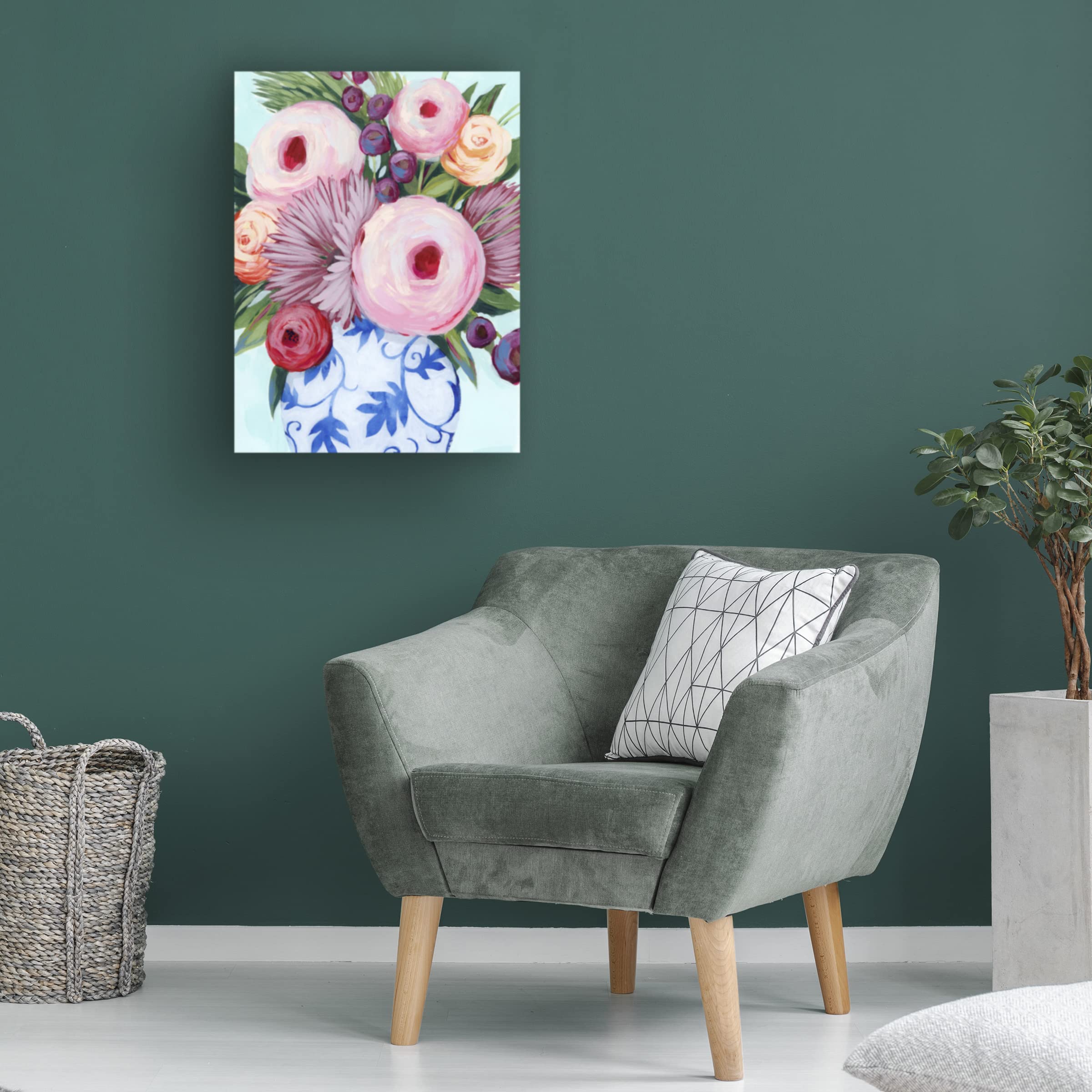 Grace Popp 'Clarity Blooms I' Floral Canvas Wall Art - Handmade Modern Home Decor for Living Room, Bedroom & Office