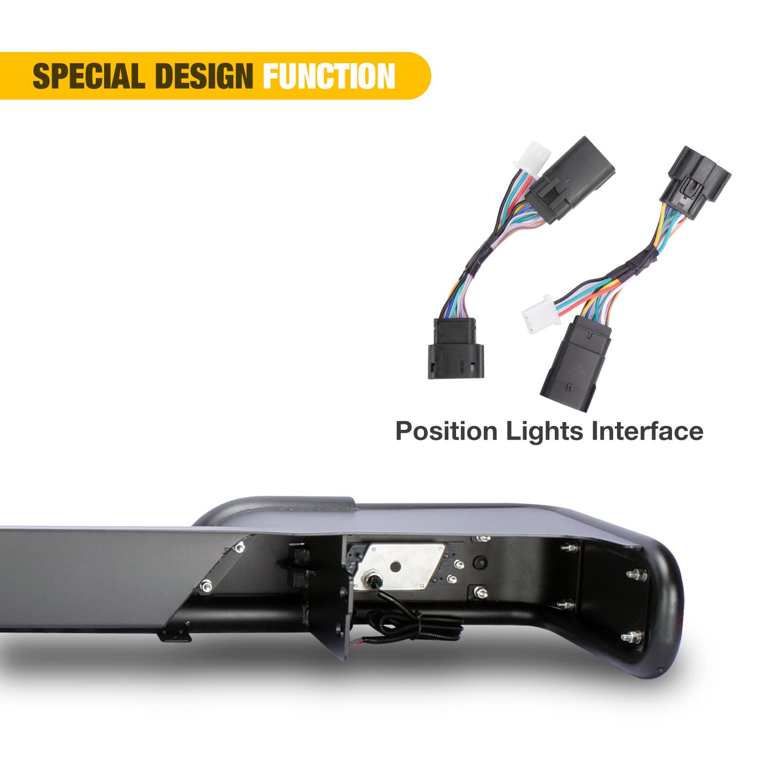 Wolfstorm Alloy Steel Rear Bumper with LED Position Lights for 2018-2022 Jeep Wrangler JL/JLU | Heavy-Duty Replacement Bumper for Off-Road & Daily Driving