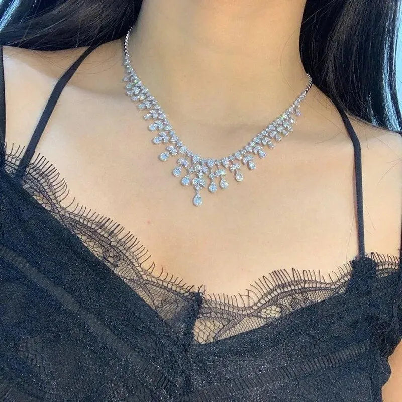 18K White Gold 6.50ct Real Diamond Luxury Necklace for Women - Elegant Wedding Gift & Special Occasion Jewelry (Au750) | Perfect for Anniversaries, Engagements and Formal Events