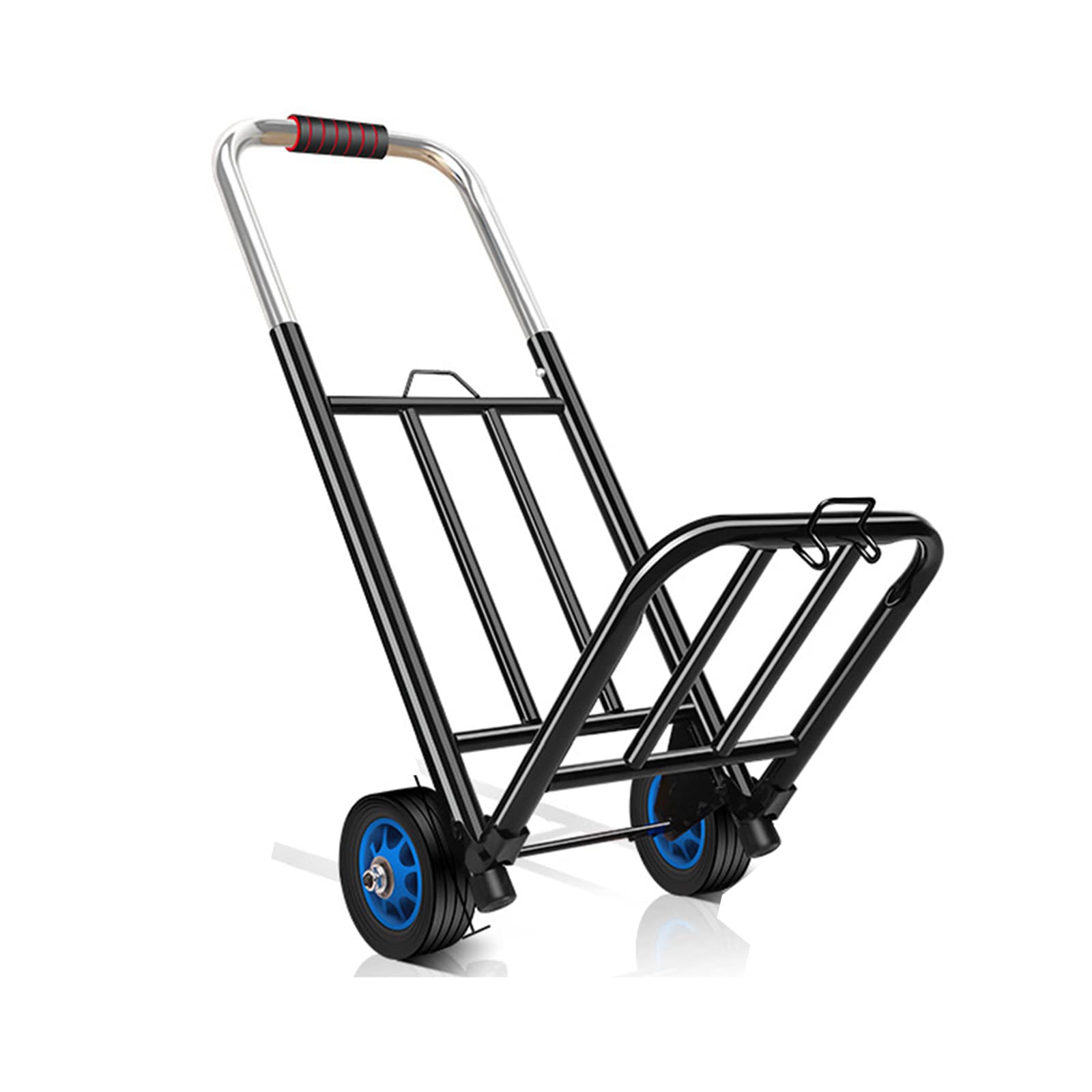Portable Folding Hand Truck - Stainless Steel Stair Climbing Cart with Bungee Cord & Adjustable Handle | Heavy Duty Luggage Trolley for Moving, Home Use, Warehouse & Office Transport