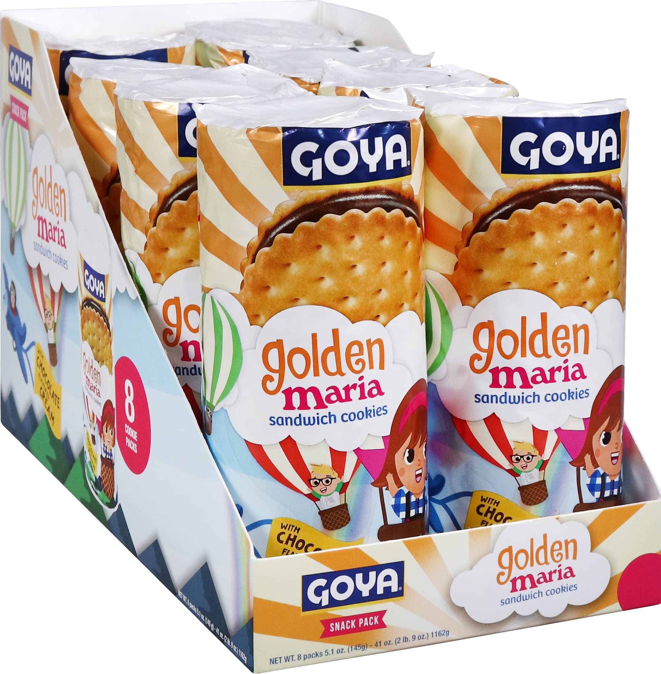 Goya Foods Golden Maria Sandwich Cookies - 5.10 Oz (Pack of 8) - Delicious Tea Biscuits for Snacking, Breakfast or Party Treats