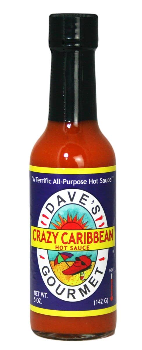 Dave's Gourmet Crazy Caribbean Hot Sauce - 5 oz Bottle | Spicy & Flavorful Hot Sauce for Tacos, Wings, Burgers & Seafood | Made with Natural Ingredients | Perfect for BBQ, Grilling & Cooking
