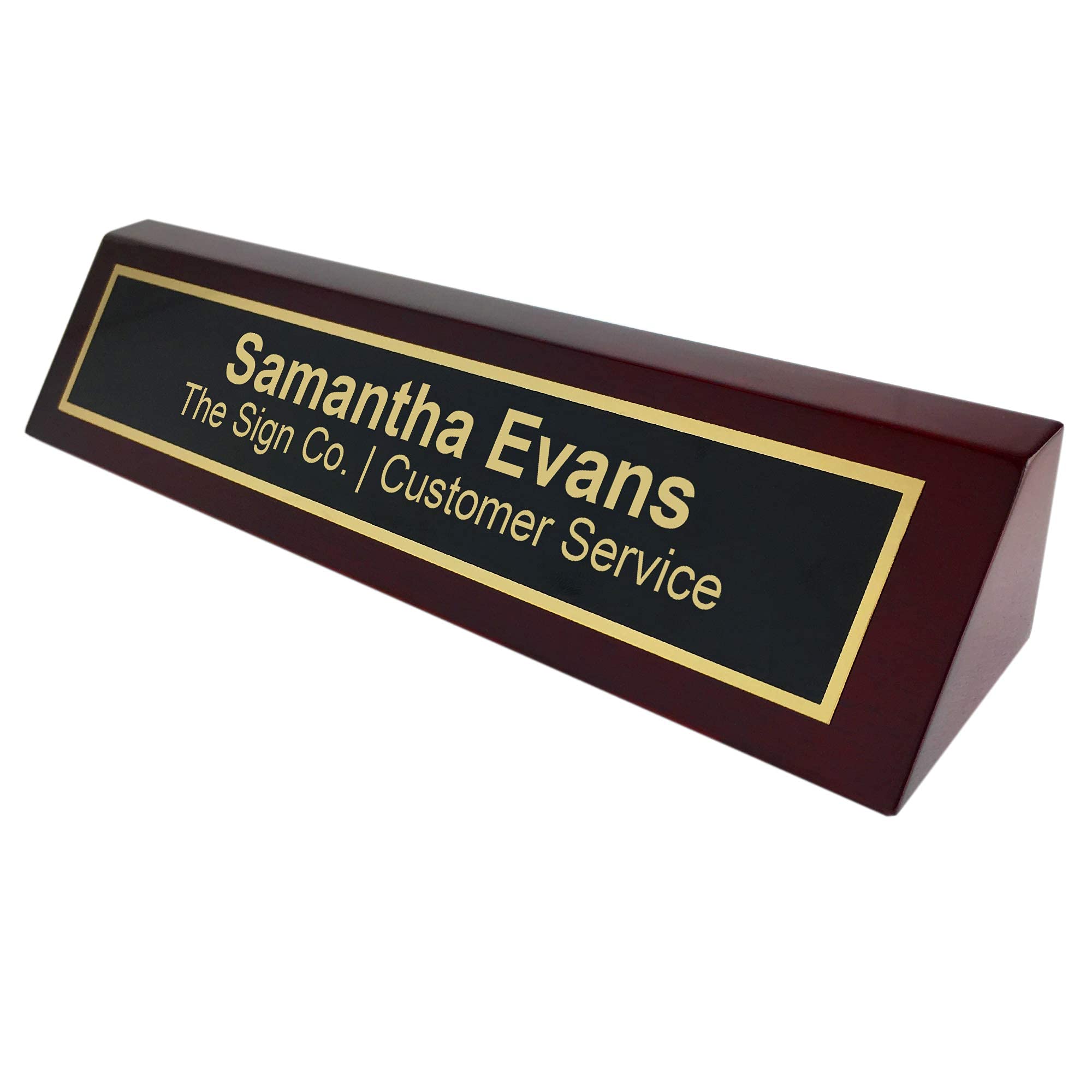 Personalized Engraved Wooden Desk Name Plate - Rosewood Finish, 8