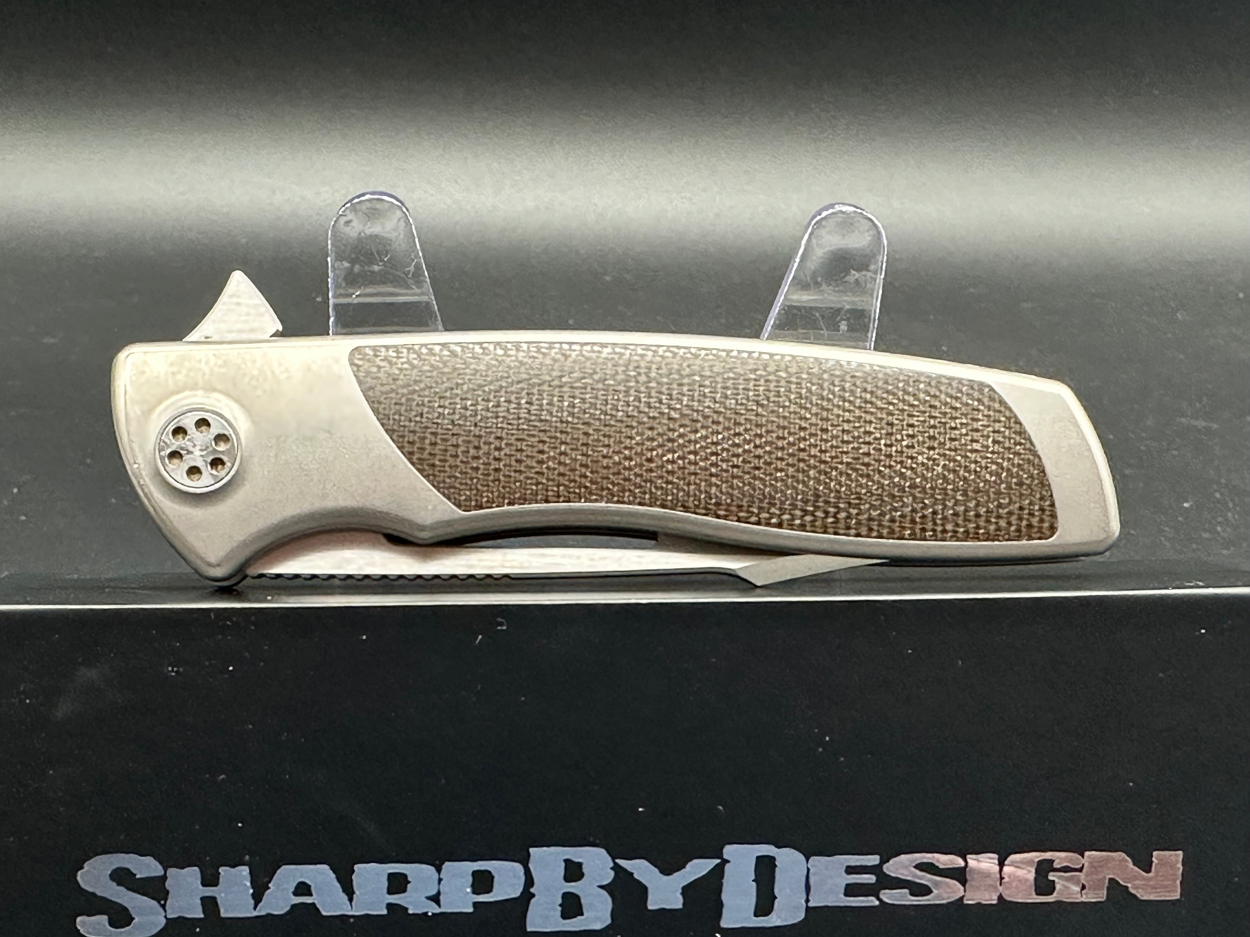Sharp by Design Mini Evo Typhoon Folding Knife - Premium Titanium & Micarta Handle - EDC Pocket Knife for Outdoor, Camping & Everyday Carry