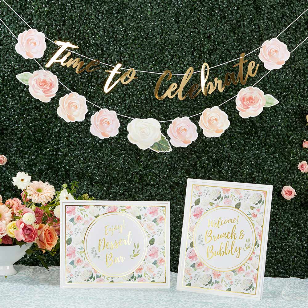 Floral Brunch Party Kit - Complete Decoration Set for Bridal Shower, Baby Shower & Garden Parties | Includes Tableware, Centerpieces & Party Favors