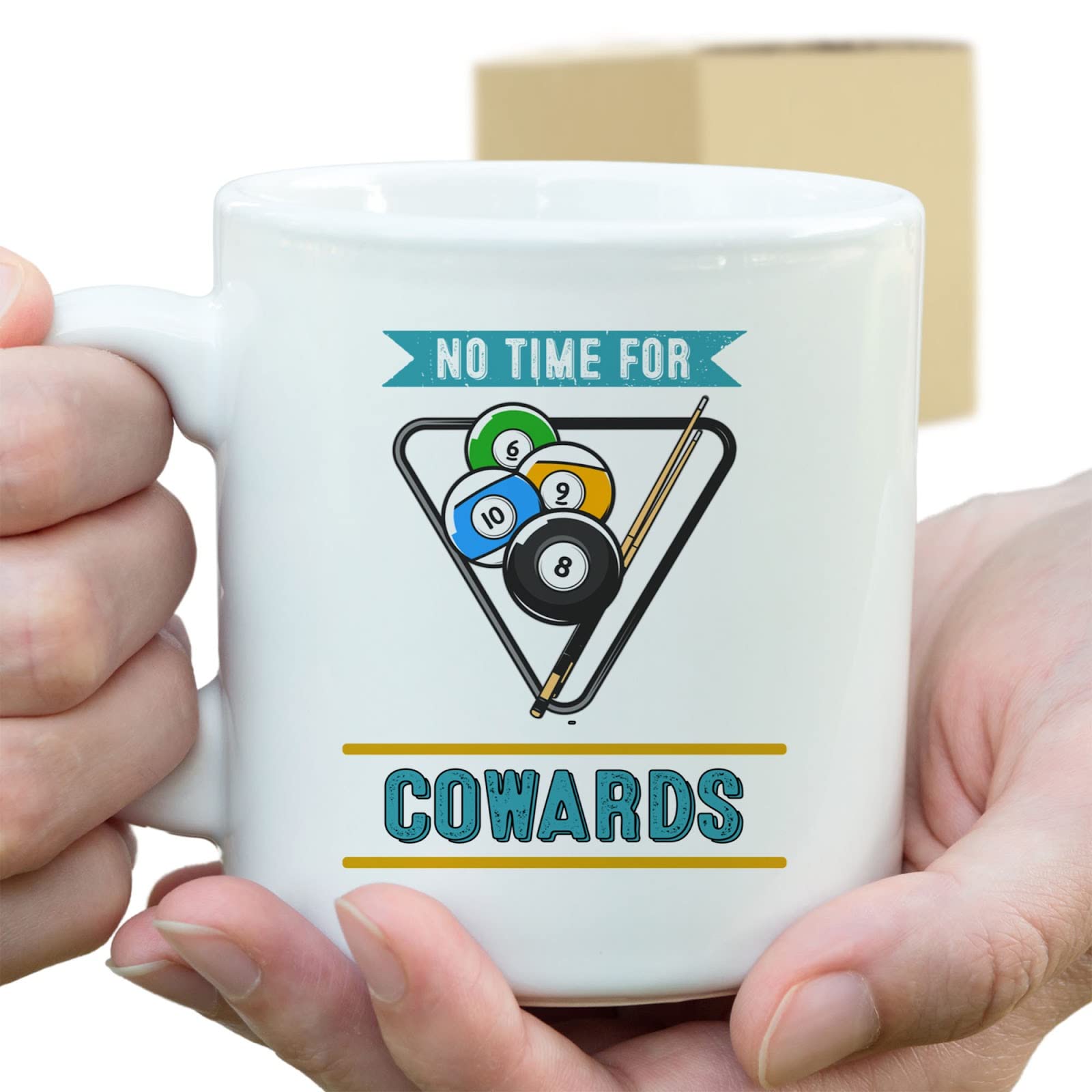 Funny 8-Ball Pool Coffee Mug - No For Cowards - Novelty Gift for Billiards Lovers - Perfect for Game Rooms & Coffee Breaks