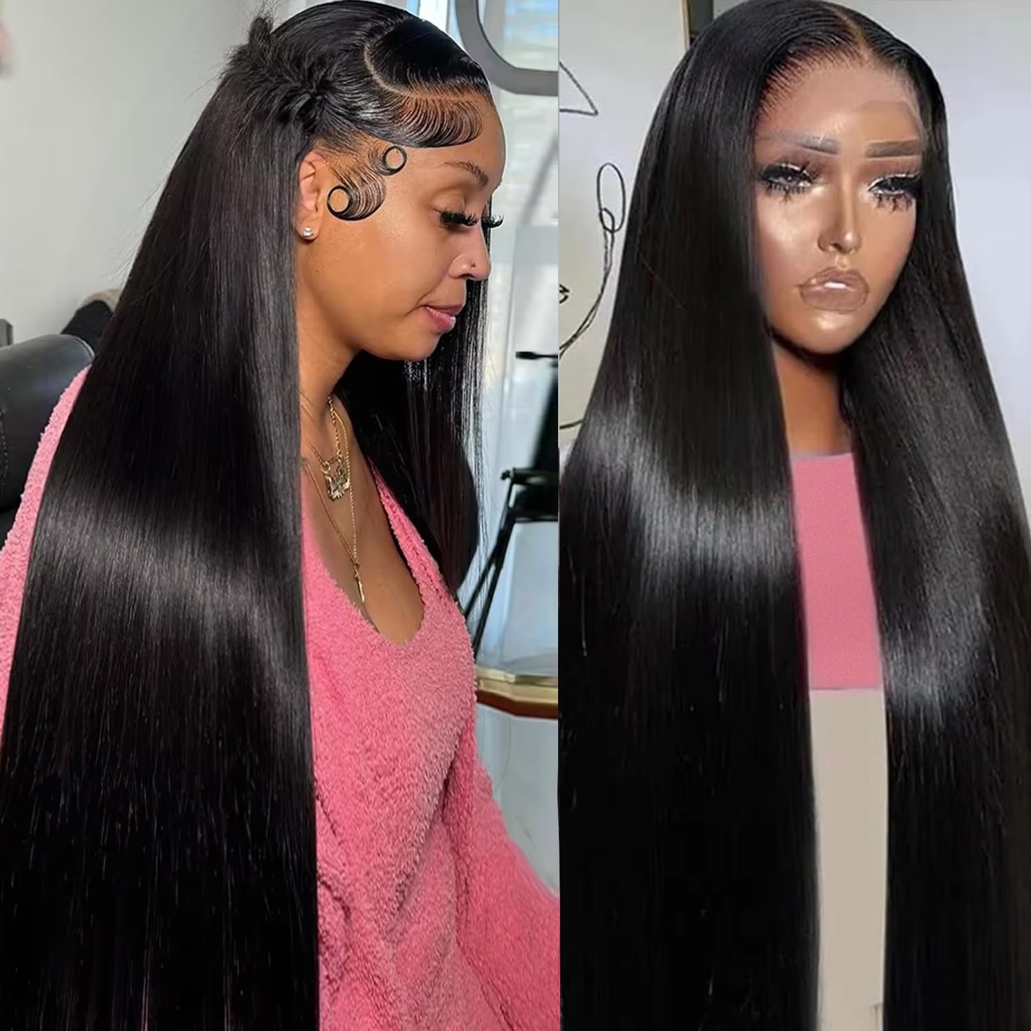 30 Inch 13x6 HD Transparent Glueless Lace Front Human Hair Wigs - 250% Density #1 Jet Black with Baby Hair for Women | Natural Look for Daily Wear, Cosplay & Special Occasions