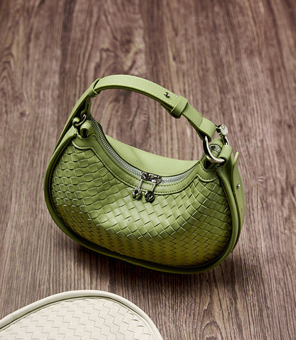 Stylish Woven Crescent Leather Crossbody Bag for Women - Perfect for Work, Travel & Everyday Use