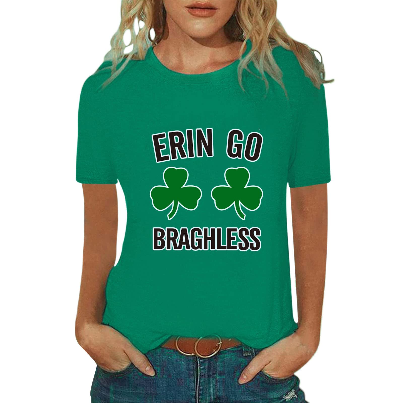 St. Patrick's Day Women's Short Sleeve T-Shirt - Letter Print Loose Fit Casual Top for Spring & Summer | Perfect for Parties, Festivals and Everyday Wear