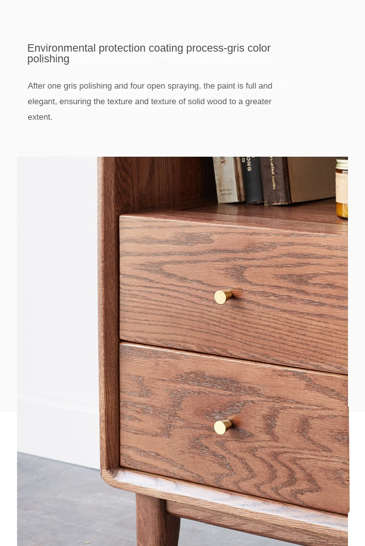 Solid Oak Wood Side Cabinet - Rustic Storage Cabinet for Living Room, Bedroom & Entryway - Perfect for Organizing Books, Decor & Essentials
