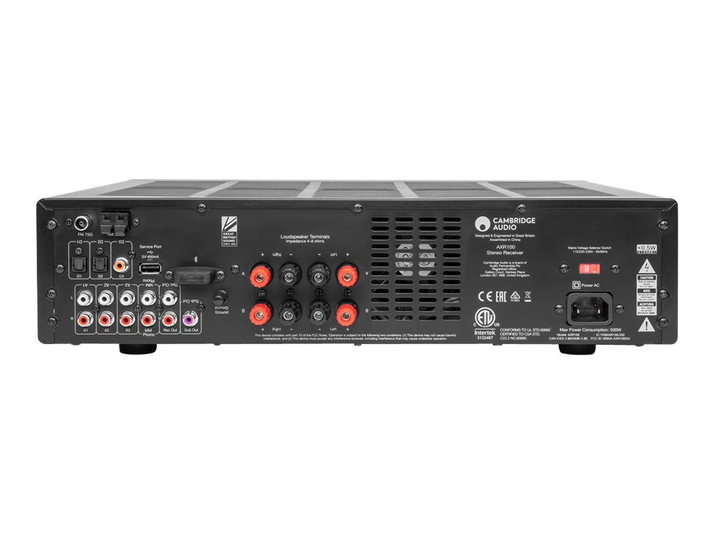 Cambridge Audio AXR100 Stereo Receiver - Hi-Fi Audio Amplifier for Home Theater & Music Listening | Premium Sound Quality, Bluetooth Connectivity, 100W Power Output | Perfect for Vinyl, Streaming & Home Entertainment Systems