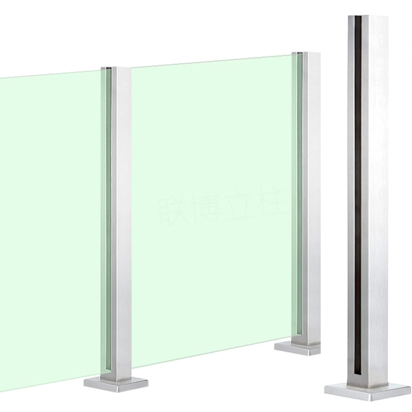 10-12mm Silver Square Glass Panels Plastic Plates Guardrail Clamps - Stainless Steel Base Rail Posts for Attic Staircase, Hotel Patio, Fencing System - Perfect for Home Decoration, Commercial Spaces & Outdoor Safety