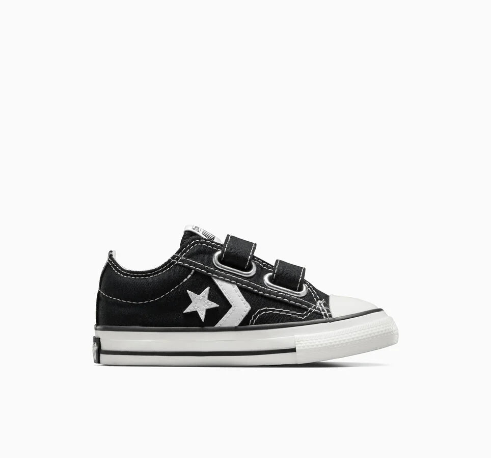 Converse Kids Star Player 76 Hook and Loop Black/White Sneakers - Comfortable & Stylish Shoes for Boys & Girls - Perfect for School, Play & Everyday Wear