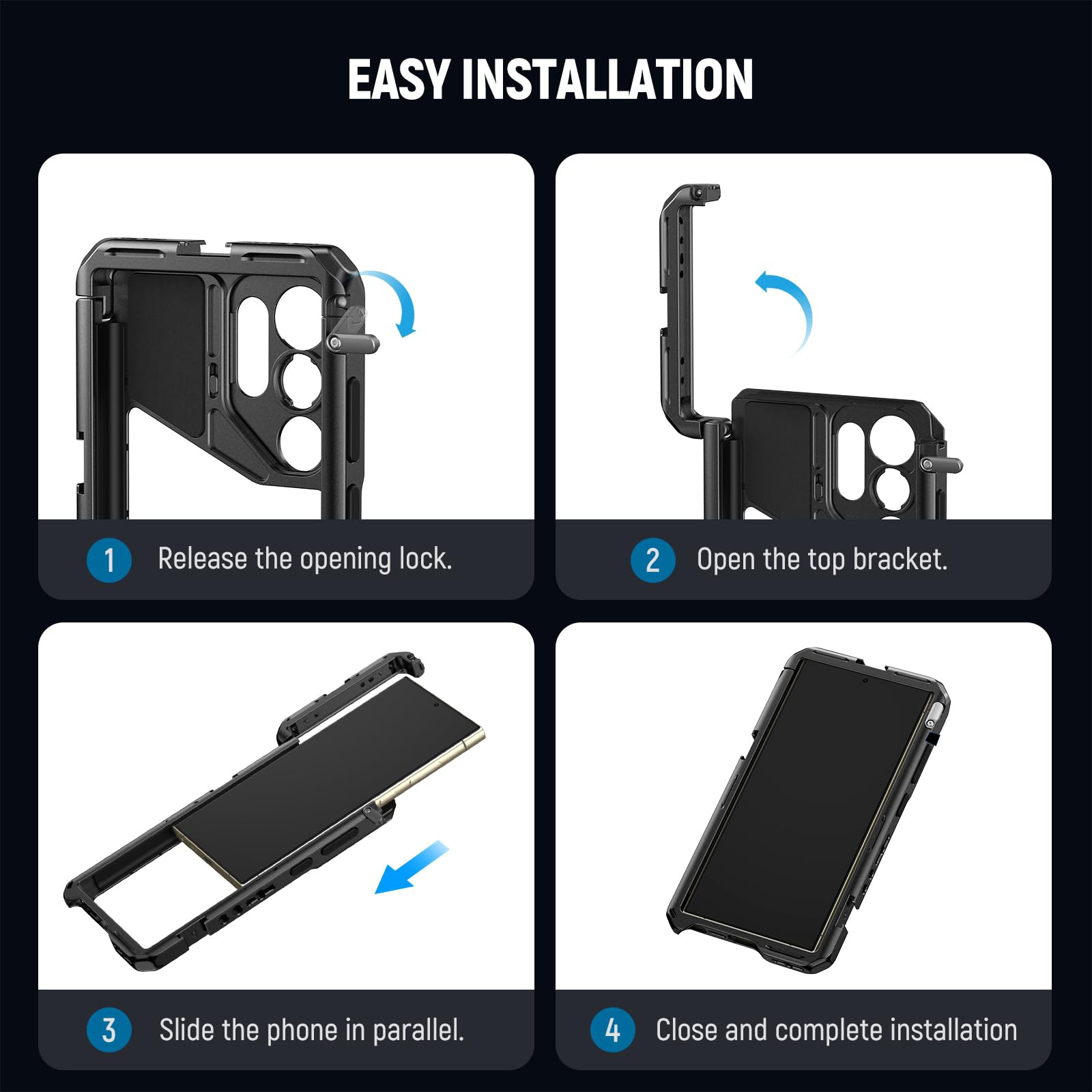 Neewer S24 Ultra Phone Cage with 67mm Filter Adapter - 17mm Lens Backplate & T Mount Adapter - Smartphone Video Rig Stabilizer for Samsung Moment T Series Lenses - Includes Cleaning Cloth - Perfect for Vlogging, Filmmaking & Mobile Photography (Model: PA042)