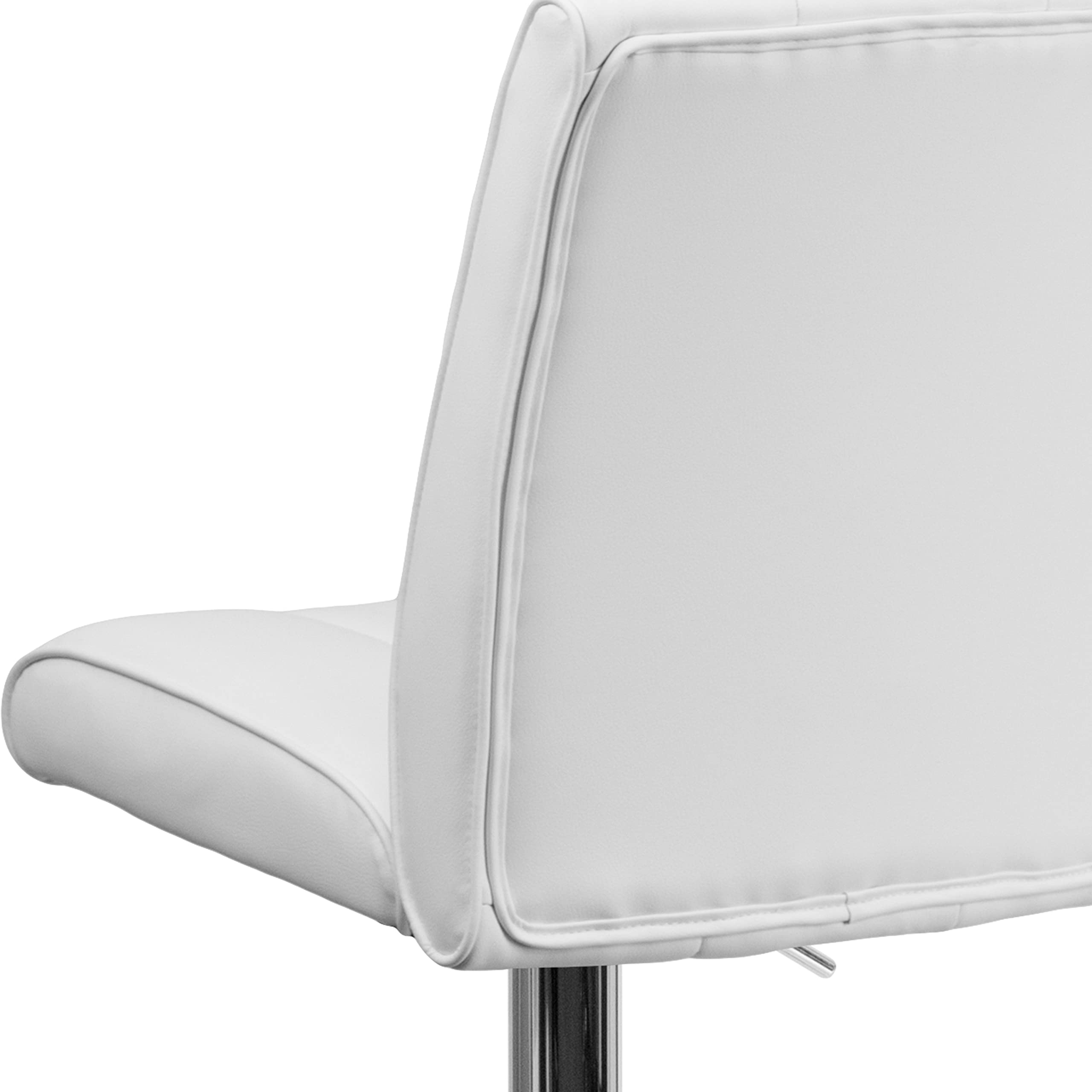 Adjustable Height White Vinyl Bar Stool with Vertical Stitch Panel Back - Perfect for Kitchen Islands, Breakfast Bars & Home Decor