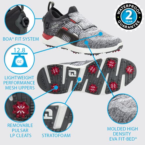FootJoy Men's Hyperflex Boa Golf Shoes - Waterproof Spiked Golf Shoes for Men with BOA Closure System | Perfect for Walking Courses & Wet Conditions